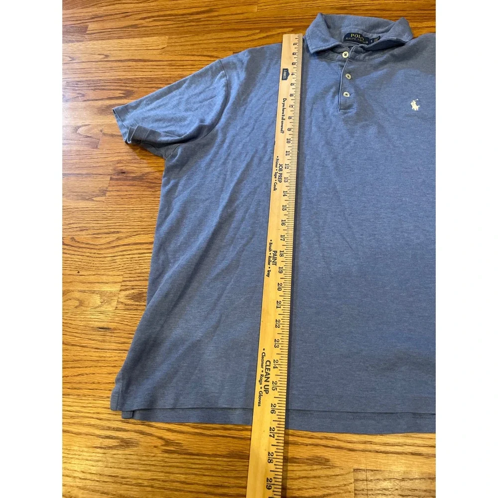 Polo Ralph Lauren Men's Polo‎ Shirt Large Blue Classic Fit Heather White Pony